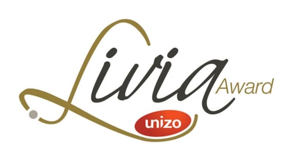 Logo van de Unizo Livia Award die Kim van Climatrix won in 2016